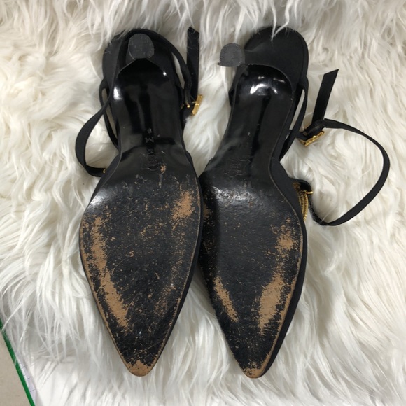 Vintage Rossimoda black sue shoe embellished rhinestone and buckles Sz 9 m - Picture 7 of 9